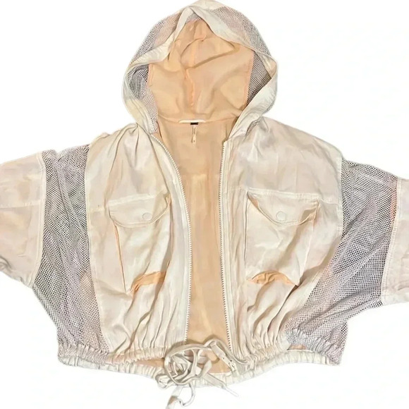 FREE PEOPLE Insect Shield Jacket White/ Peach Cropped Size XS - Picture 7 of 11